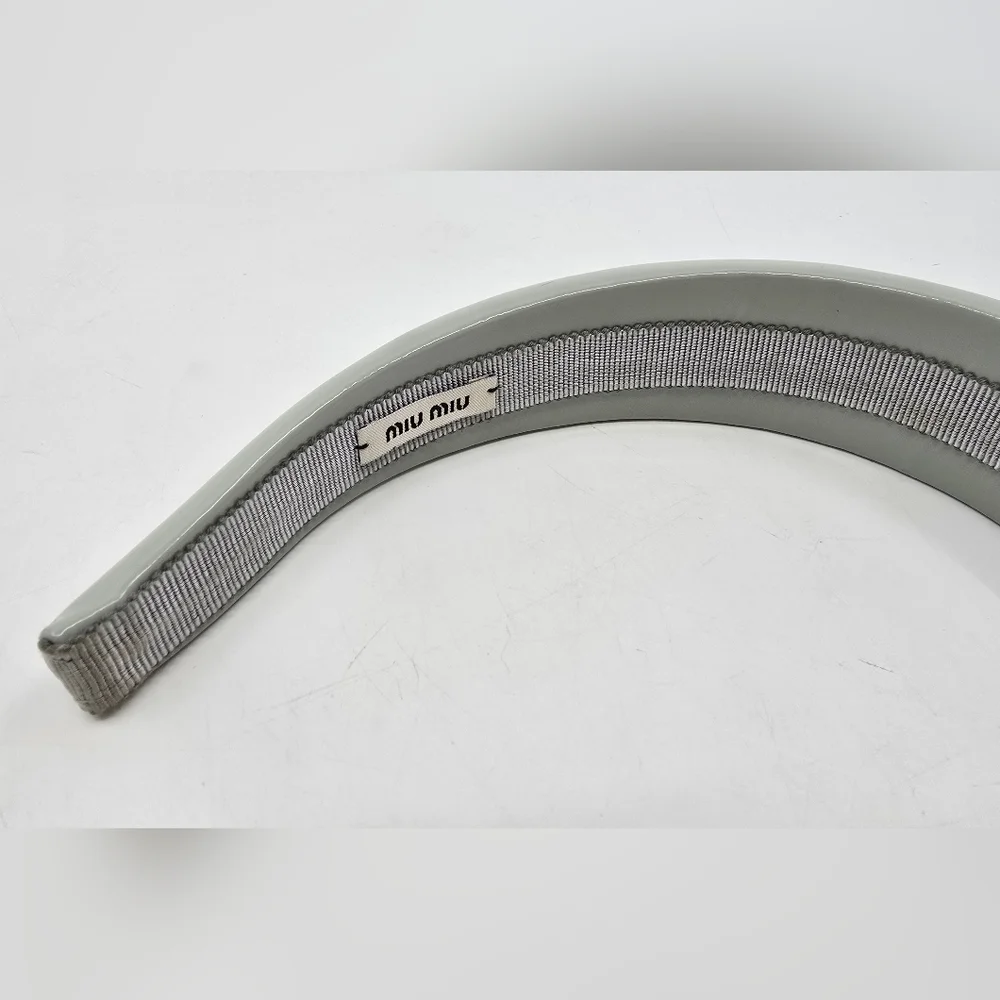 Miu Miu Gray Patent Logo Headband